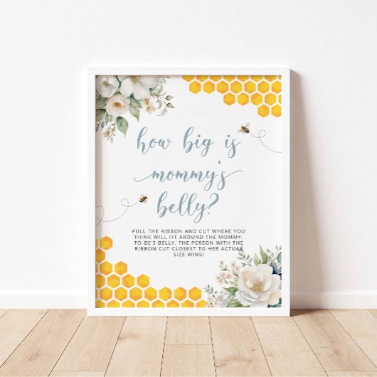 Honey Bee Baby shower Hoe groot is mama's buik Poster