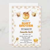 Honey bee baby shower invitation kaart (Voorkant / Achterkant)