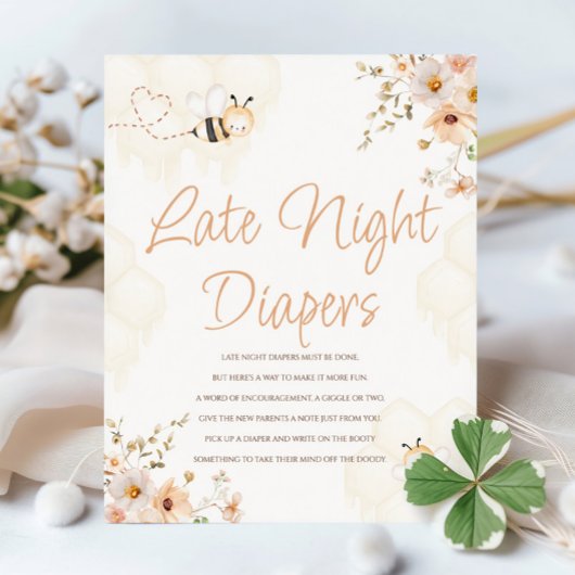 Honey Bee Baby shower Late Night Luiers Teken Reclamebord Met Voetstuk