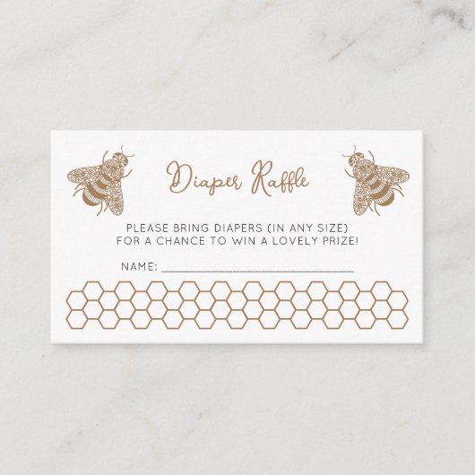 Honey Bee Baby shower Luier Raffle Informatiekaartje (Voorkant)