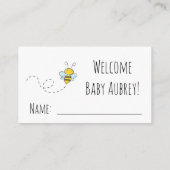 Honey Bee Baby shower Luier Raffle Ticket Informatiekaartje (Achterkant)
