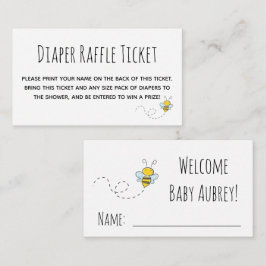 Honey Bee Baby shower Luier Raffle Ticket Informatiekaartje