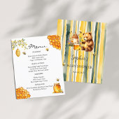 Honey Bee Baby shower Menu Kaart