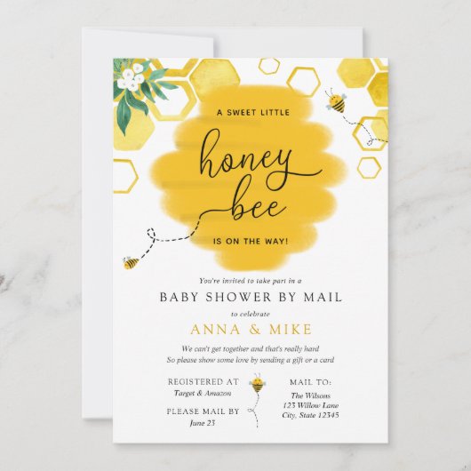 Honey Bee Baby shower per post Kaart (Voorkant)