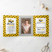 Honey Bee, Baby shower Suite Drieluik Uitnodiging (Binnen)