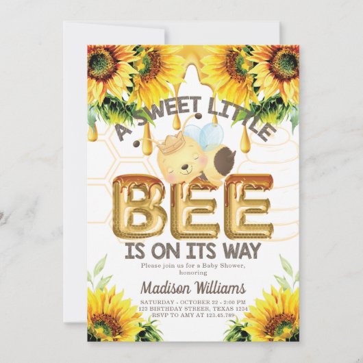 Honey Bee Baby shower Super Schattige Kaart (Voorkant)