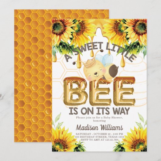 Honey Bee Baby shower Super Schattige Kaart (Voorkant / Achterkant)