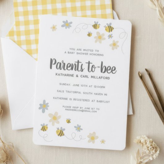 Honey Bee Baby Shower Uitnodiging | Gingham & Made