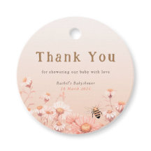 Honey Bee Babyshower Dank u Label