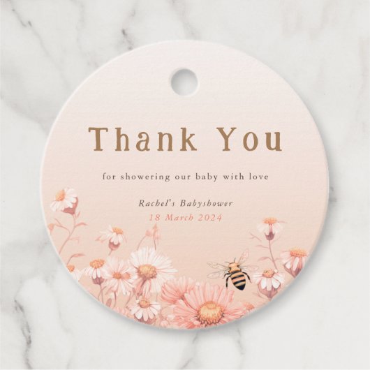 Honey Bee Babyshower Dank u Label (Voorkant)