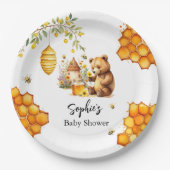 Honey Bee Bear Baby Shower Papieren Bordje (Voorkant)