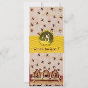 HONEY BEE ,BEEKEEPEND Monogram Kaart