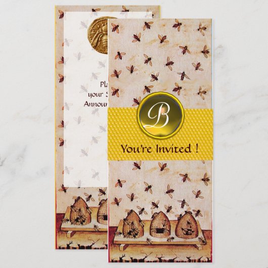 HONEY BEE ,BEEKEEPEND Monogram Kaart (Voorkant / Achterkant)