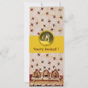 HONEY BEE ,BEEKEEPEND Monogram Kaart