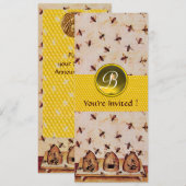 HONEY BEE ,BEEKEEPEND Monogram Kaart (Voorkant / Achterkant)