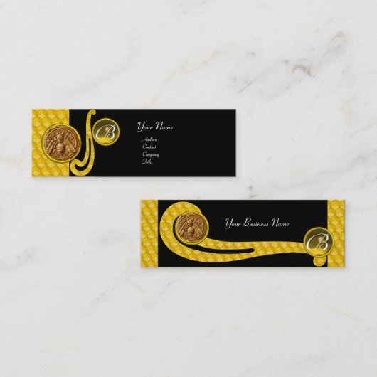 HONEY BEE ,BEEKEEPER APIARIST MONOGRAM MINI VISITEKAARTJE (Voorkant / Achterkant)