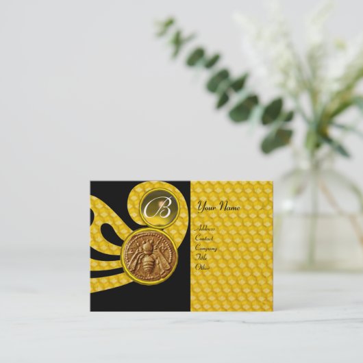 HONEY BEE ,BEEKEEPER APIARIST MONOGRAM VISITEKAARTJE (Staand voorkant)