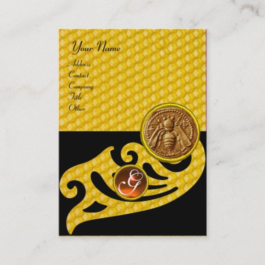 HONEY BEE ,BEEKEEPER APIARIST MONOGRAM VISITEKAARTJE (Voorkant)