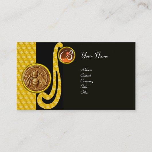 HONEY BEE ,BEEKEEPER APIARIST MONOGRAM VISITEKAARTJE (Voorkant)