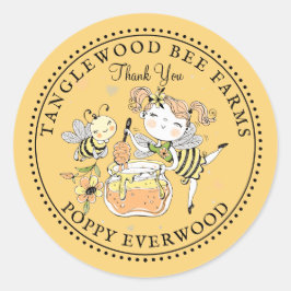 Honey Bee Beekeeper Honey Products Thank You Ronde Sticker