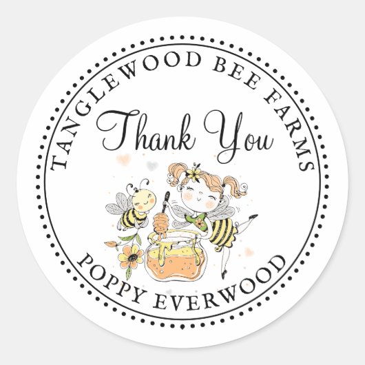 Honey Bee Beekeeper Honey Products Thank You Ronde Sticker (Voorkant)