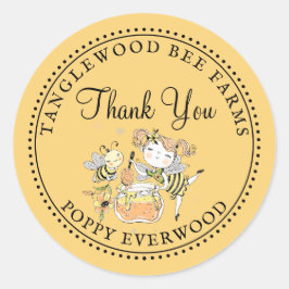 Honey Bee Beekeeper Honey Products Thank You Ronde Sticker