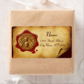 HONEY BEE, BEEKEEPER RED WAX SEAL, bruin perkament Etiket (Insitu)