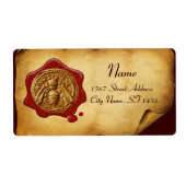 HONEY BEE, BEEKEEPER RED WAX SEAL, bruin perkament Etiket (Voorkant)
