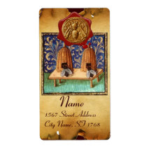 HONEY BEE, BEEKEEPER RED WAX SEAL, bruin perkament