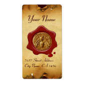 HONEY BEE, BEEKEEPER RED WAX SEAL, bruin perkament Etiket (Voorkant)