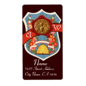 HONEY BEE, BEEKEEPER RED WAX SEAL CREST MONOGRAM ETIKET (Voorkant)
