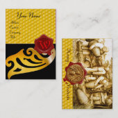 HONEY BEE, BEEKEEPER RED WAX SEAL MONOGRAM VISITEKAARTJE (Voorkant / Achterkant)