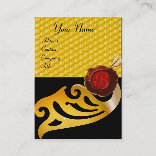 HONEY BEE, BEEKEEPER RED WAX SEAL MONOGRAM VISITEKAARTJE (Voorkant)