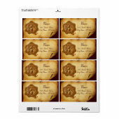 HONEY BEE,BEEKEEPER WAX SEAL,Bruin perkament Etiket (Full Sheet)