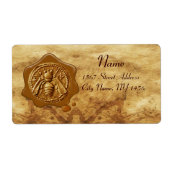 HONEY BEE,BEEKEEPER WAX SEAL,Bruin perkament Etiket (Voorkant)