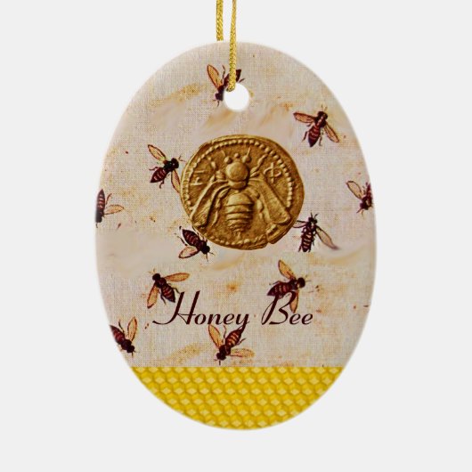HONEY BEE, BEEKEPER KERAMISCH ORNAMENT (Achterkant)