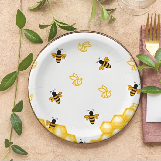 Honey Bee Beer Baby shower Schattige papier Borden Papieren Bordje