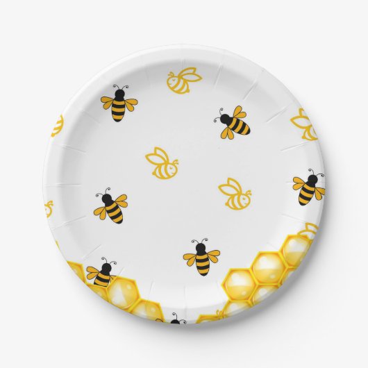 Honey Bee Beer Baby shower Schattige papier Borden Papieren Bordje (Voorkant)
