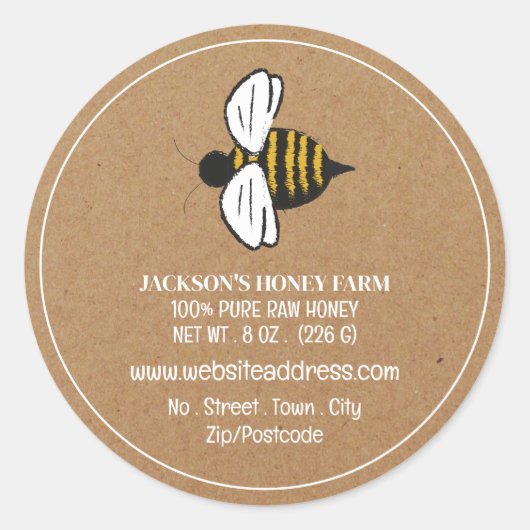 Honey Bee - Beeyard, Honey Boerderij productetiket Ronde Sticker (Voorkant)