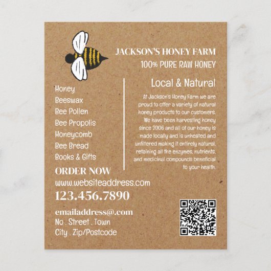 Honey Bee - Beeyard, Honing Boerderij Adverteren Flyer (Voorkant)