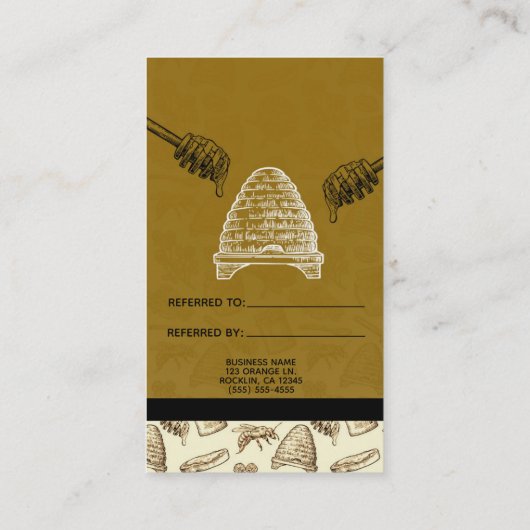Honey Bee Bijenkorf  Biologisch Verwijs een vriend Aanbevelingskaartje (Achterkant)