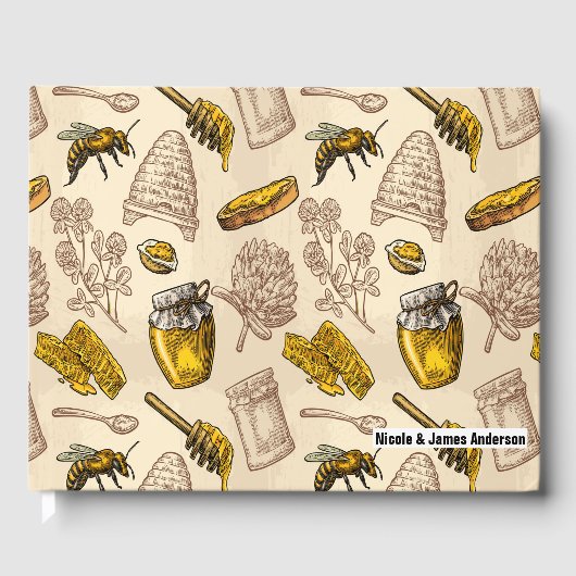 Honey Bee Bijenkorf  Rustiek Country Wedding Gastenboek (Voorkant)