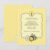 Honey Bee Birthday Invite Kaart (Voorkant / Achterkant)