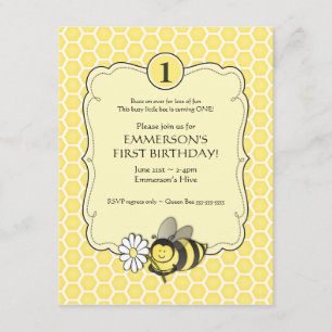 Honey Bee Birthday Invite Kaart