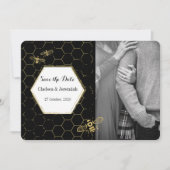 Honey Bee Black Gold Custom Foto Save the Date Kaart (Voorkant)