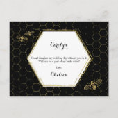 Honey Bee Black Gold Custom Maid of Honing proposa Uitnodiging Briefkaart (Achterkant)