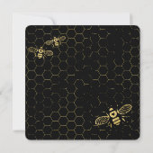 Honey Bee Black Gold Custom Wedding Invitation Kaart (Achterkant)