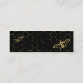 Honey Bee Black Gold Pattern Aangepaste Address Ca Mini Visitekaartje (Achterkant)