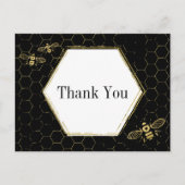 Honey Bee Black Gold Pattern Hartelijk dank Briefkaart (Voorkant)