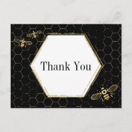 Honey Bee Black Gold Pattern Hartelijk dank Briefkaart